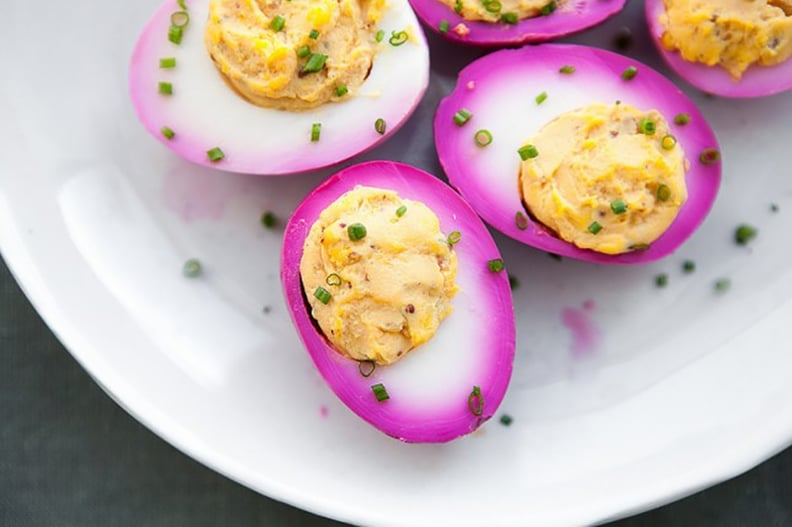 Pink deviled eggs — <a href="http://grist.org/food/pink-deviled-eggs-recipe/">Grist</a>
