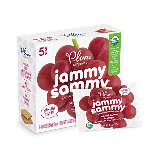 Plum Organics Jammy Sammy Organic Kids Snack Bar, Peanut Butter & Grape