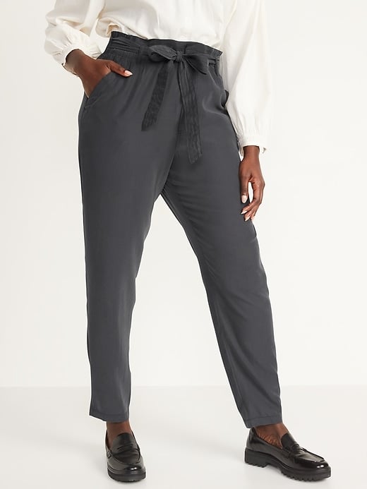 High-Waisted Cropped Belted Straight-Leg Pants for Women