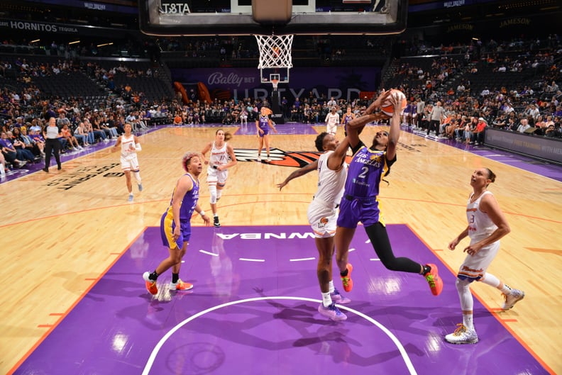 PHOENIX, AZ - MAY 10: Rickea Jackson #2 of the Los Angeles Sparks drives to the basket during the game against the Phoenix Mercury on May 10, 2024 at Footprint Center in Phoenix, Arizona. NOTE TO USER: User expressly acknowledges and agrees that, by downl