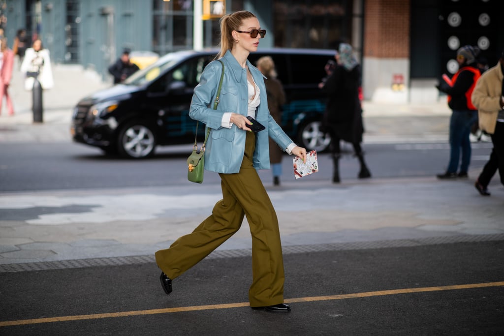 Give army-green pants a Spring update by teaming with robin's-egg blue.