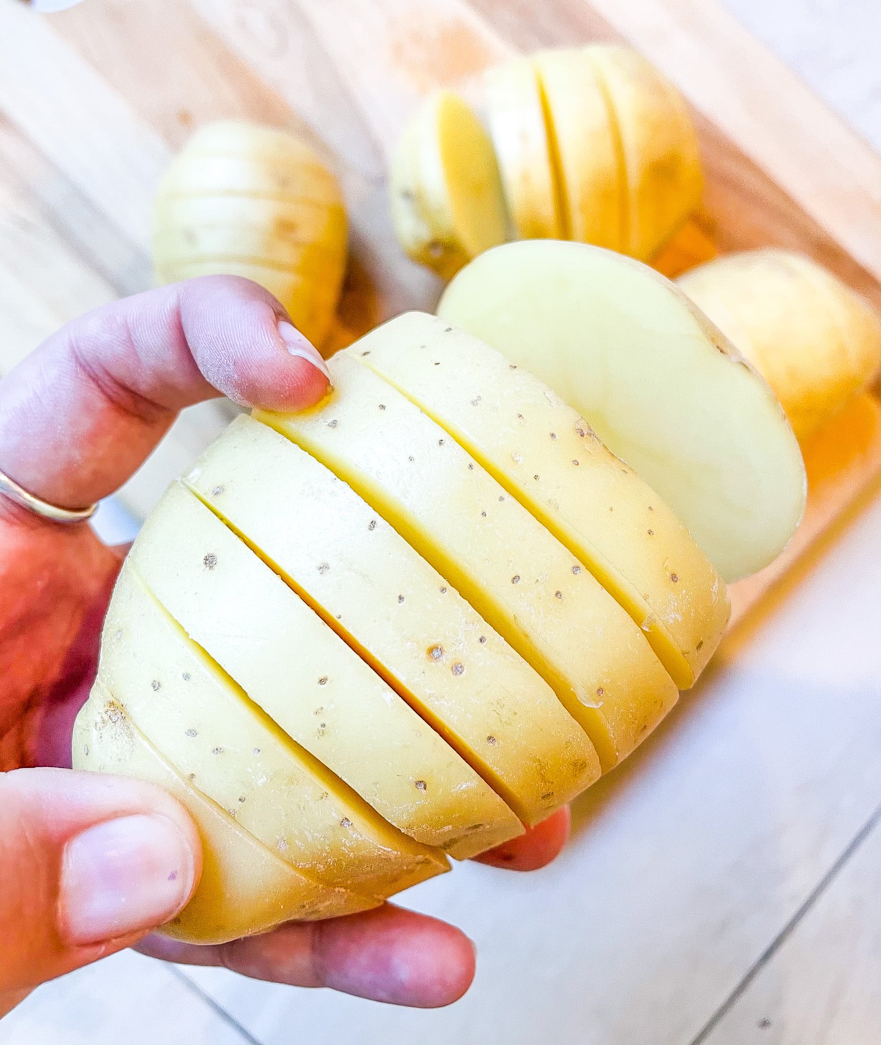 Easy Hasselback Potatoes - Hungry Healthy Happy