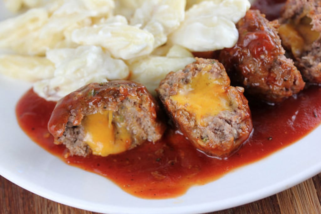 BBQ Cheddar Stuffed Meatballs