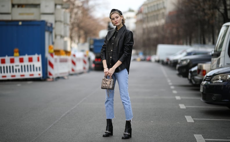 Pairing a feminine headband with a leather piece looks so fresh.