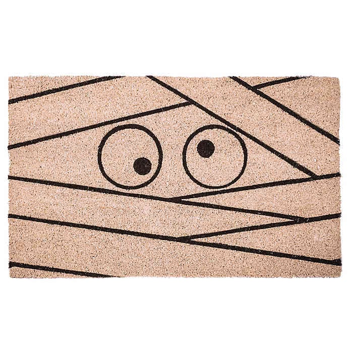 Entryways Mummy Coir Door Mat in White/Black