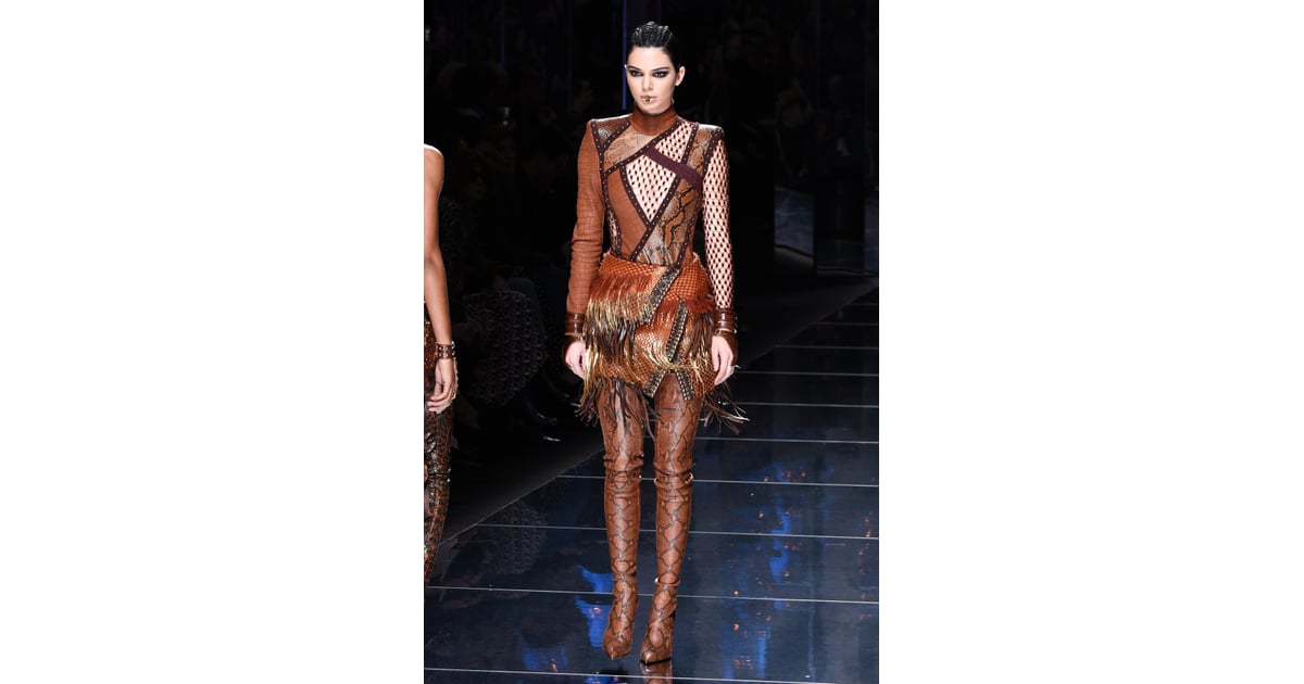 Kendall Debuted These Balmain Snakeskin Boots on the Runway | Incredible Outfit Kendall Jenner Wore For Fashion | POPSUGAR Fashion Photo 6