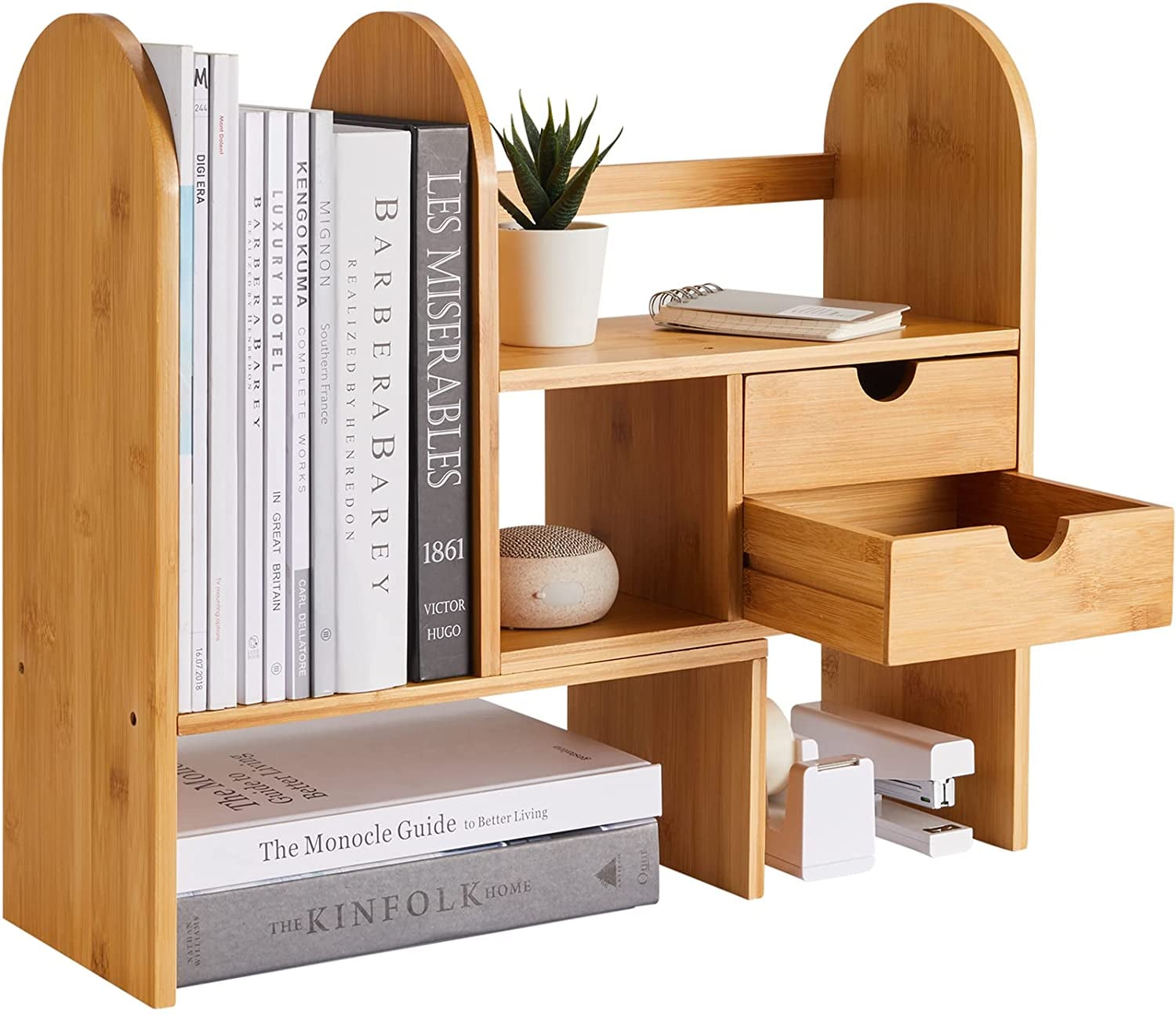 Adjustable Desk Counter Top Wood Bookcase Shelf Rack Storage Organizer Office US 