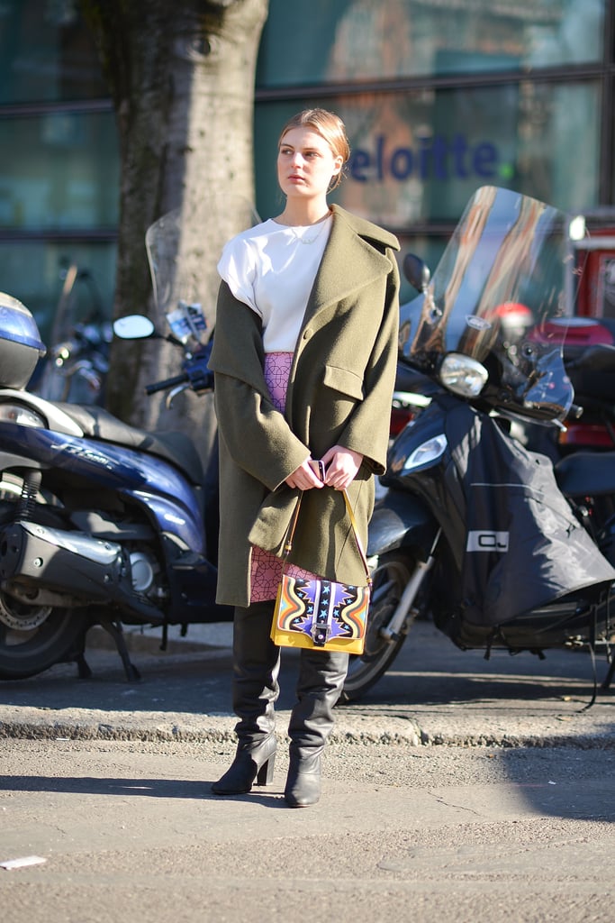 Wow the crowd when you remix your Spring pencil skirt with over-the-knee boots and a classic Winter coat.