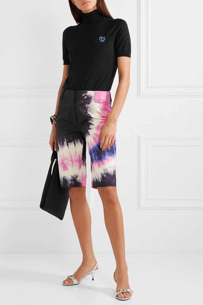 Prada Tie-dyed cotton-blend poplin shorts