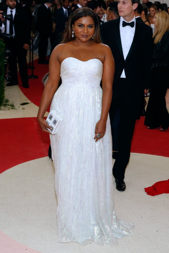 Kaling slipped into a shining white Tory Burch gown for the Met Gala in 2016.