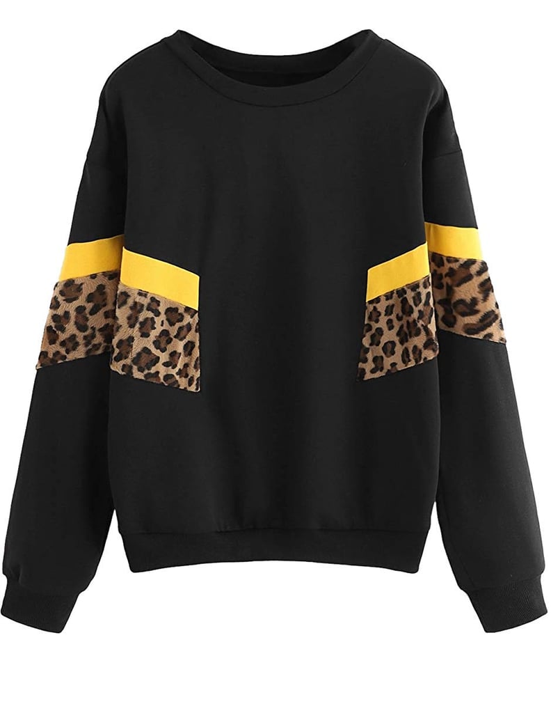 SweatyRocks Leopard Contrast Sweatshirt