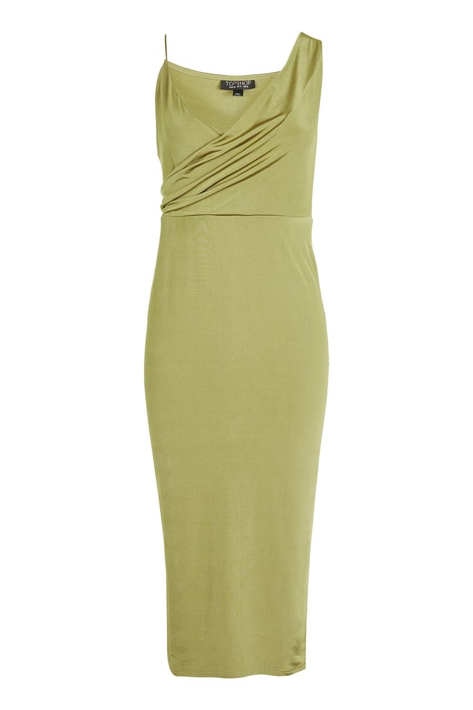 This striking green-gold dress from Topshop ($30) works for both a bridesmaids and cocktail party dress.