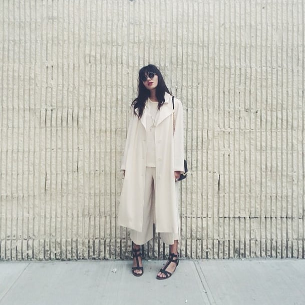 If you're going the all-white route, layering oversize structured pieces is a bold move that'll turn heads.
Source: Instagram user natalieoffduty