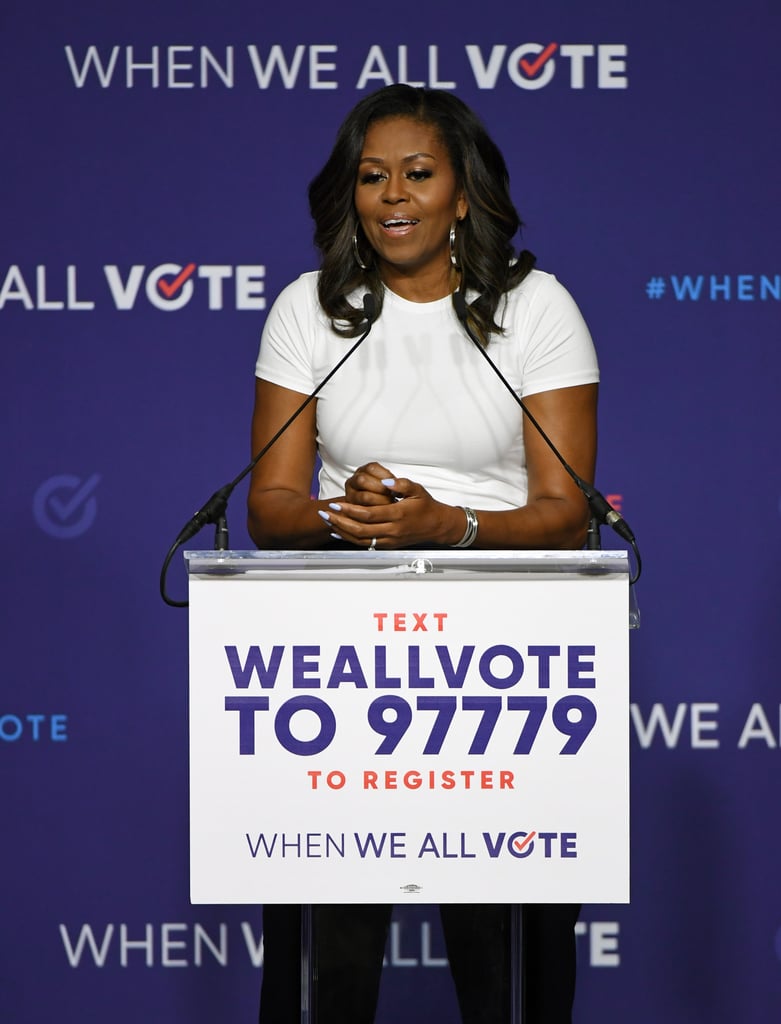 Michelle Obama Ruffled Pants at Rally in Las Vegas 2018
