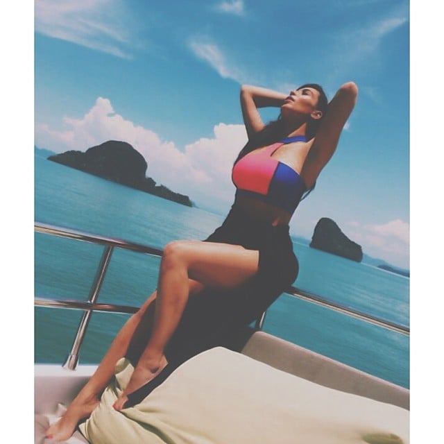 Kim Kardashian struck a pose on a boat while sailing through Thailand in April 2014.
Source: Instagram user kimkardashian
