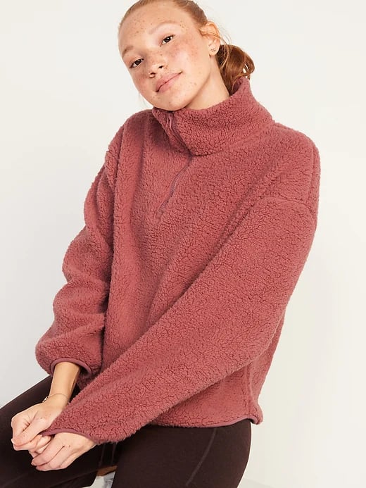 Old Navy Cozy Sherpa Half-Zip Pullover Sweater