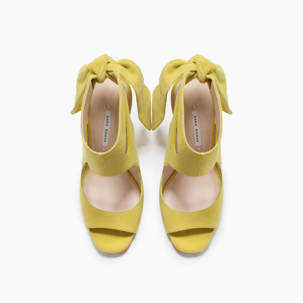 Zara Leather High Heeled Sandals With Bow ($100)