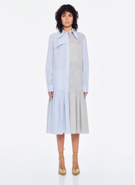 Tibi Collage Stripe Shirting Shirt Dress