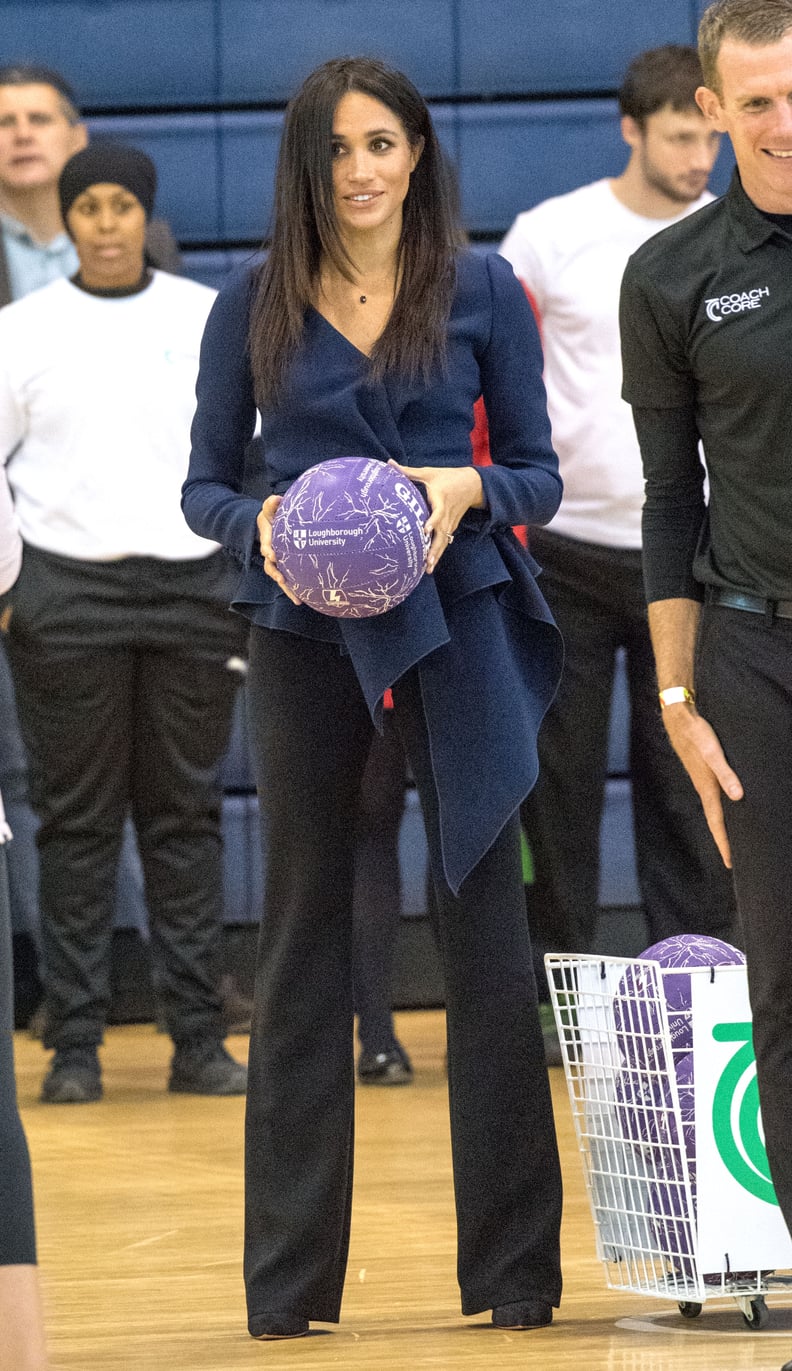 Meghan Markle's Straight Hair at Loughborough University, 2018