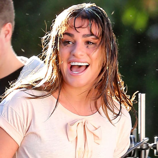 Lea Michele Getting Egged While Filming | Photos