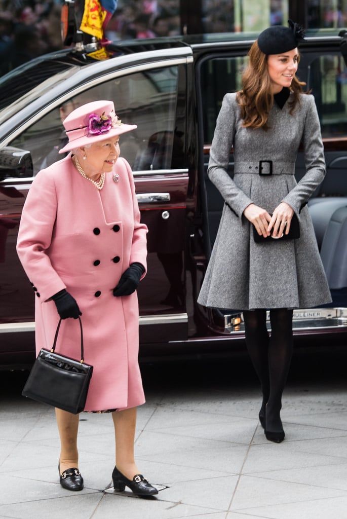 Kate Middleton and Queen Elizabeth II King College March