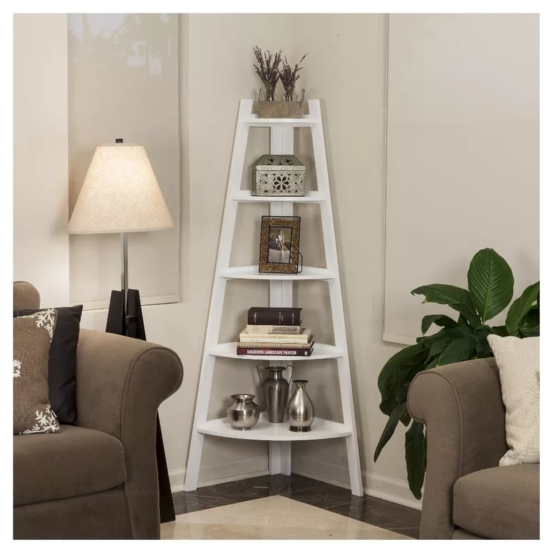 Corner Shelves: Danya B. 63" x 26.5" Five-Tier Pyramid Corner Ladder Shelf