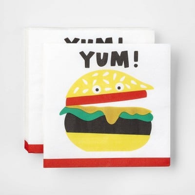20ct Lunch Napkin Yum Hamburger