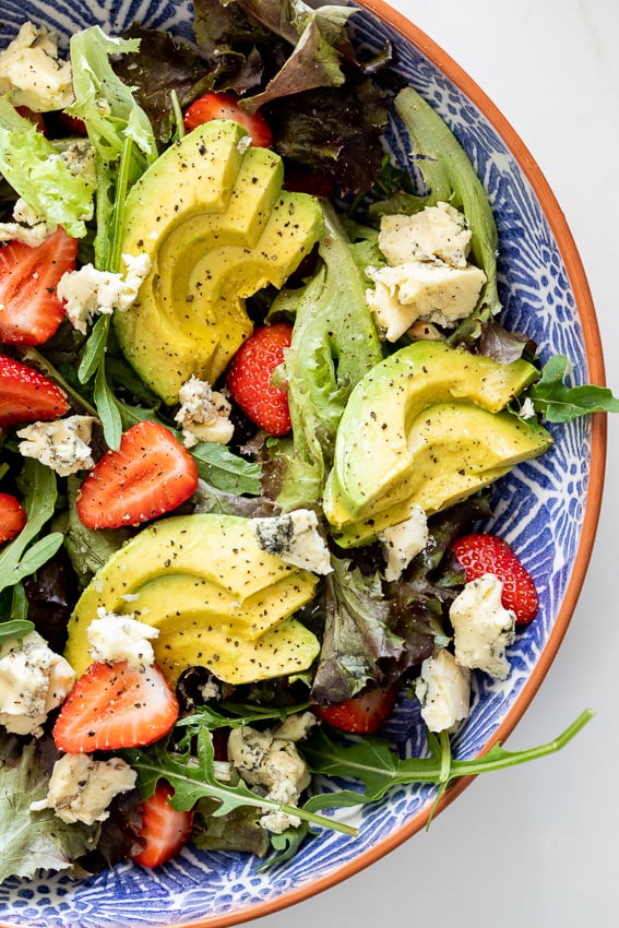 Avocado, Blue Cheese, and Strawberry Salad