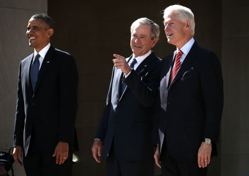 Mingling-President-Bill-Clinton-opening-ceremony-George-W-Bush-Presidential-Center-2013.jpg
