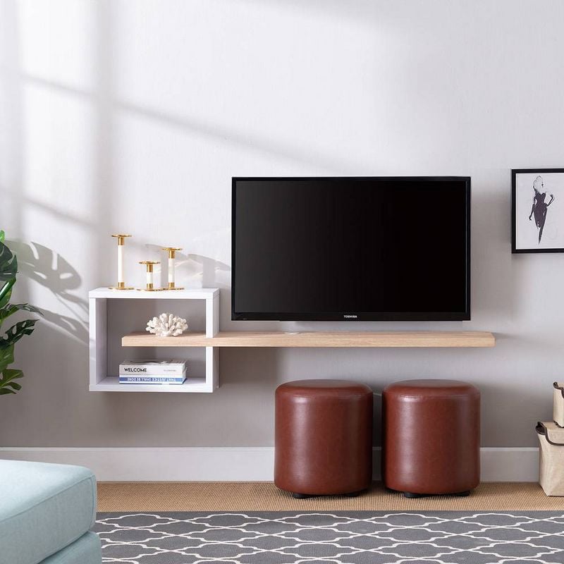 Modern Floating TV Stand: Homes: Inside + Out Silverada 3 Shelves Floating Console