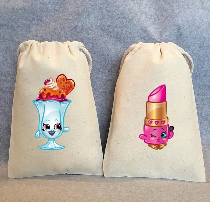 Shopkins burlap favor bags ($18 per 12).