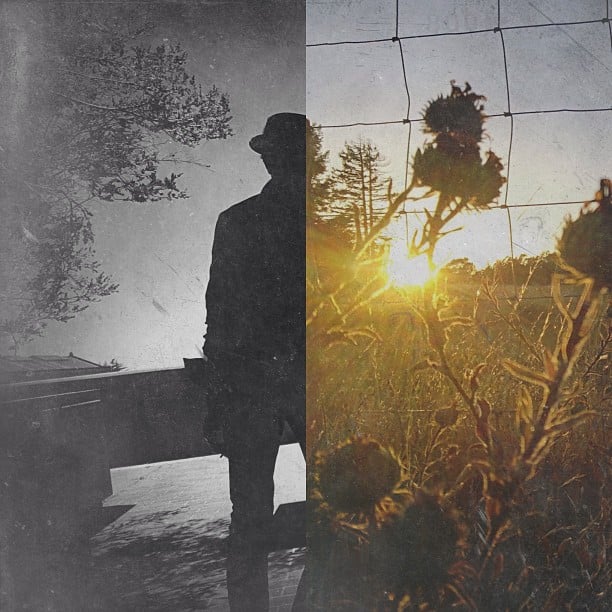 Richard juxtaposed the defined silhouette of a man with a gauzy, ethereal image of a sun setting over a field. The textured look was created with the Mextures app.
Source: Instagram user koci_glass