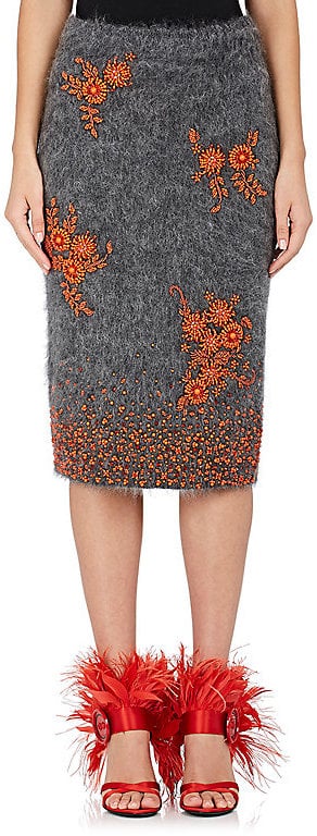 Prada Women's Embellished Mohair-Blend Pencil Skirt
