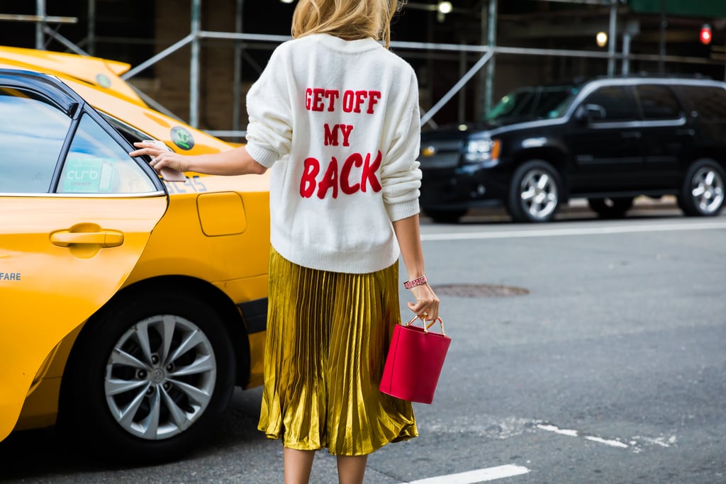 A Sweater + Metallic Skirt