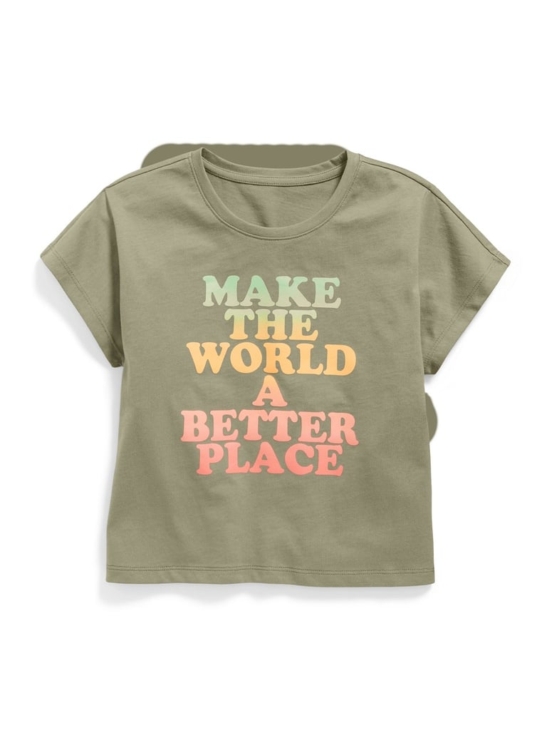 PS x ON Graphic Dolman-Sleeve Cropped Tee For Girls