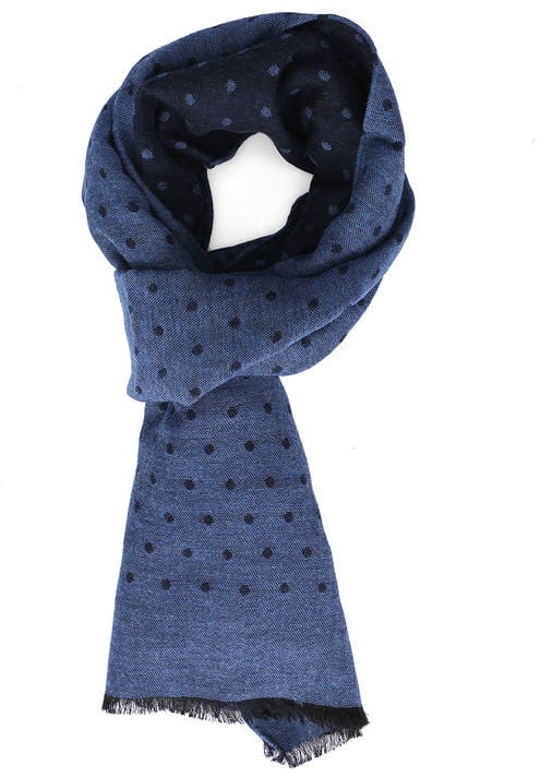 Hackett Navy Wool Muslin Dotted Scarf | Best Fashion Accessories Gifts ...