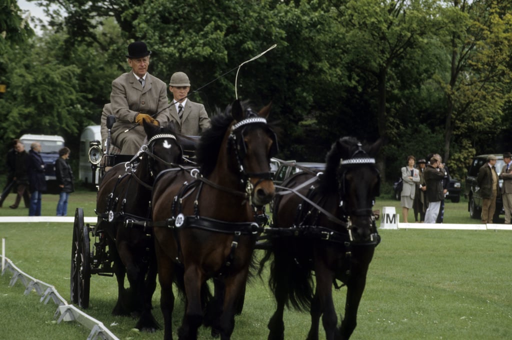 The Duke of Edinburgh participated in carriage driving at the Royal Windsor Horse Show in 1975.