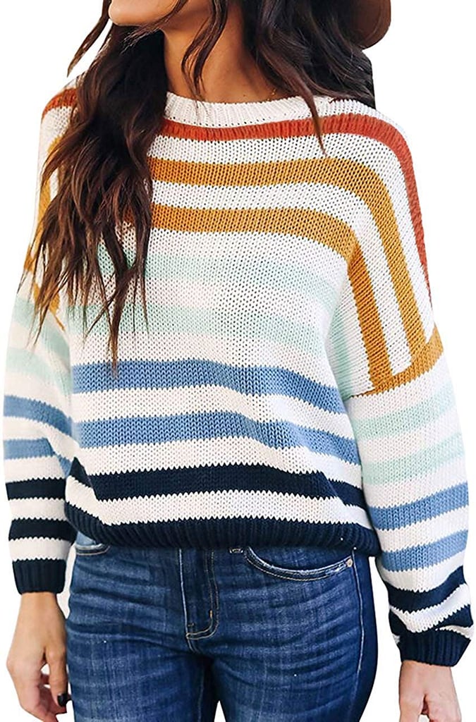 Zesica Long-Sleeved Crew-Neck Striped Sweater