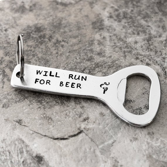 Will Run For Beer Keychain