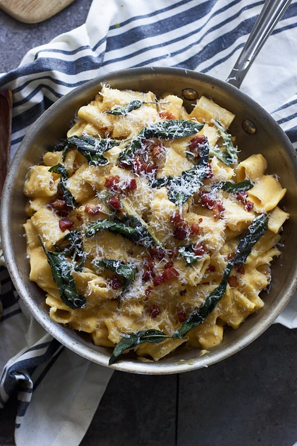 Creamy Butternut Squash Rigatoni With Pancetta and Brown Butter Fried Sage