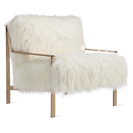 white fluffy accent chair