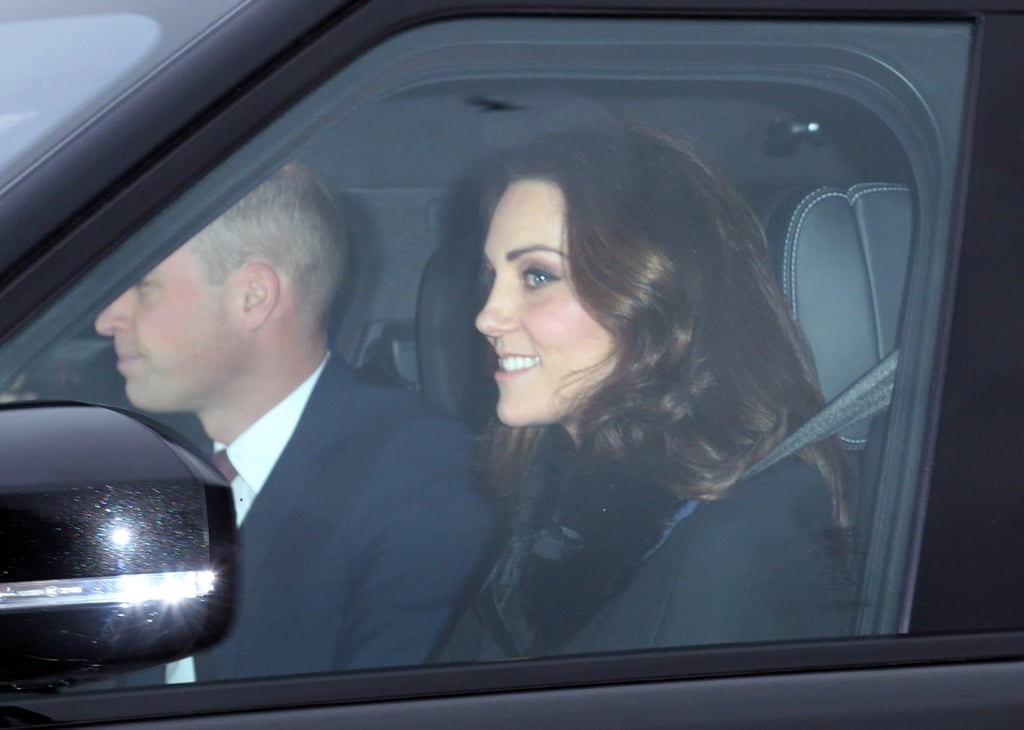 Kate Middleton Black Furry Coat at Christmas Lunch 2017