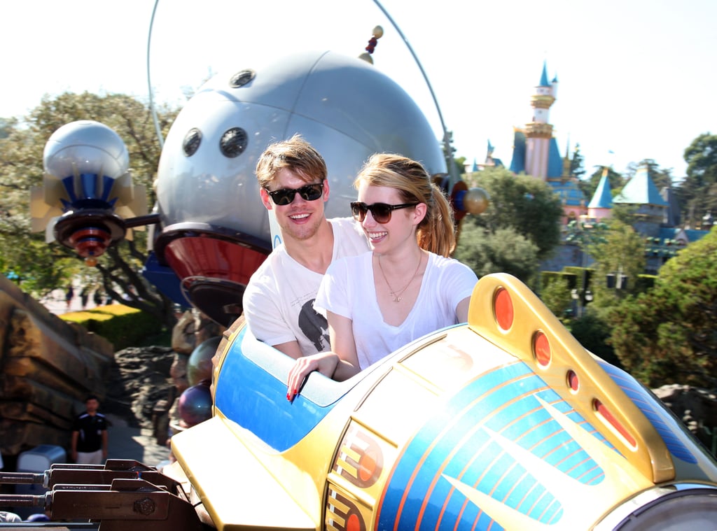 Chord Overstreet and Emma Roberts soared on a space shuttle during an August visit to Disneyland in August 2011.