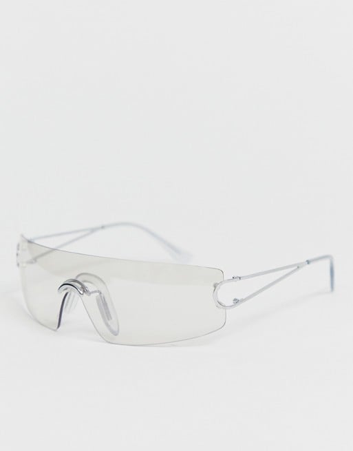 ASOS Design Rimless Wrap Visor Sunglasses with Clear Lens