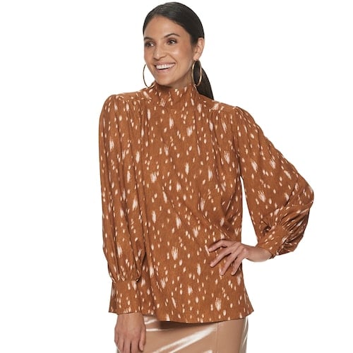 Apt. 9 x Cara Santana Mockneck Shirred Blouse