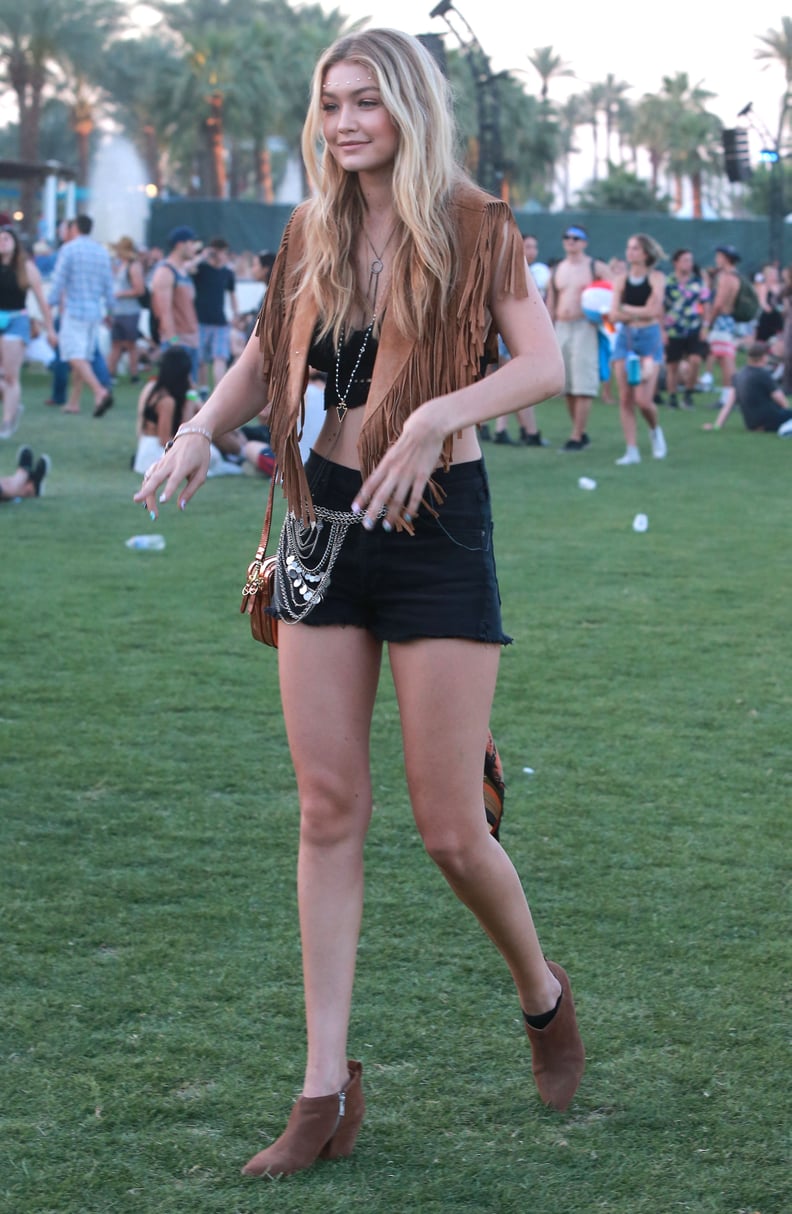 She Completed Her Look With Brown Desert Booties and Fringe