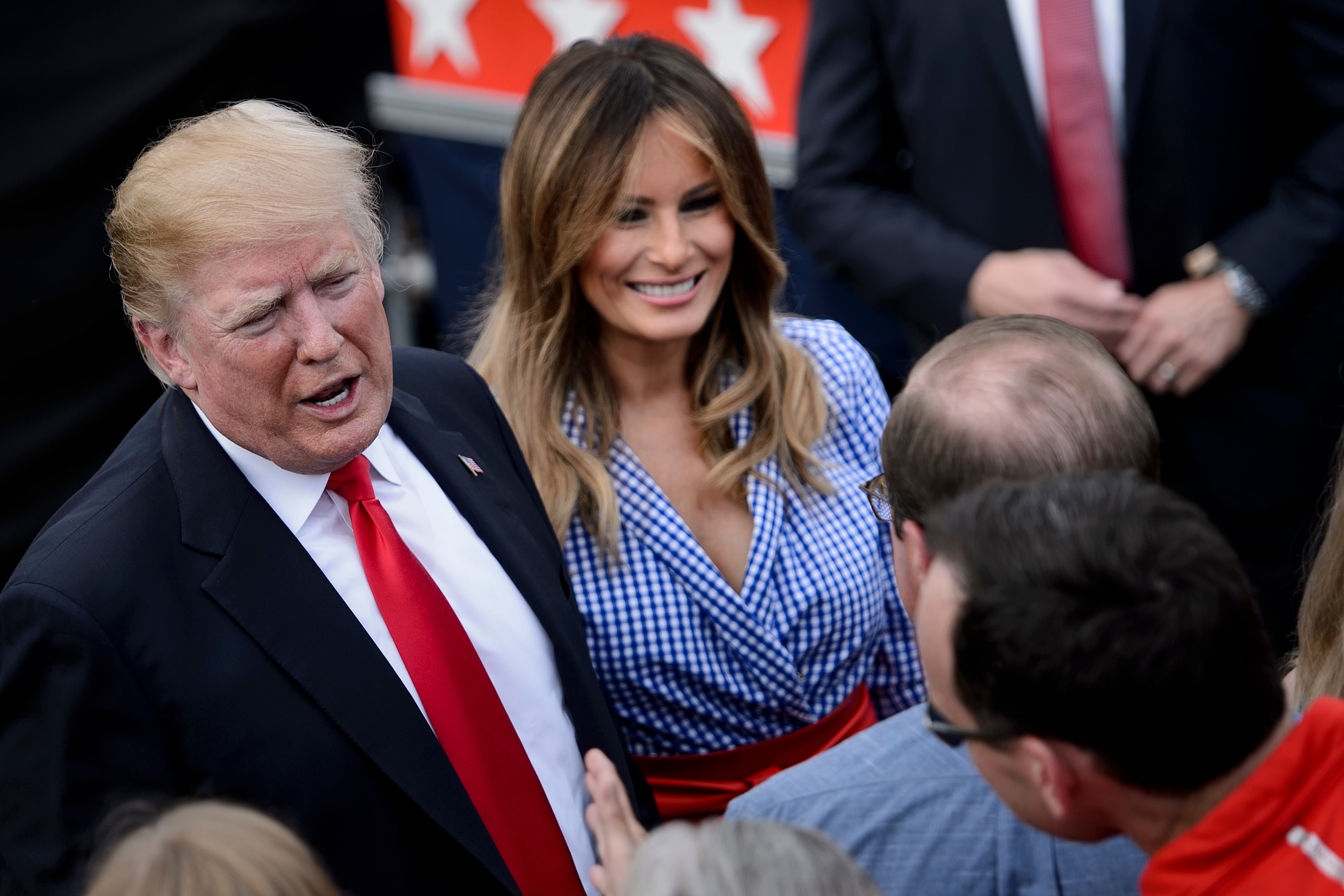 Picture of mrs trump in fourth new arrivals of july dress by ralph lauren
