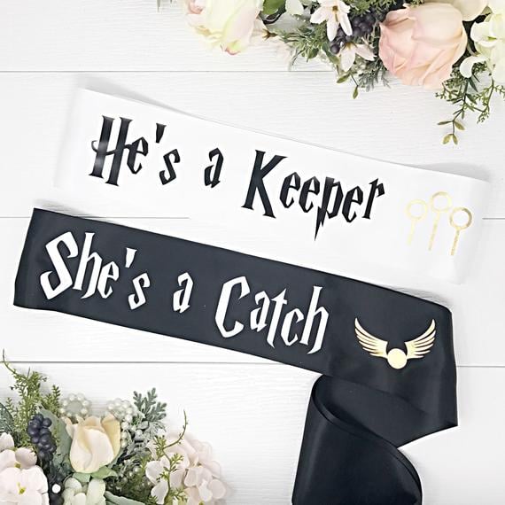 She's a Catch, He's a Keeper Bachelorette Sashes