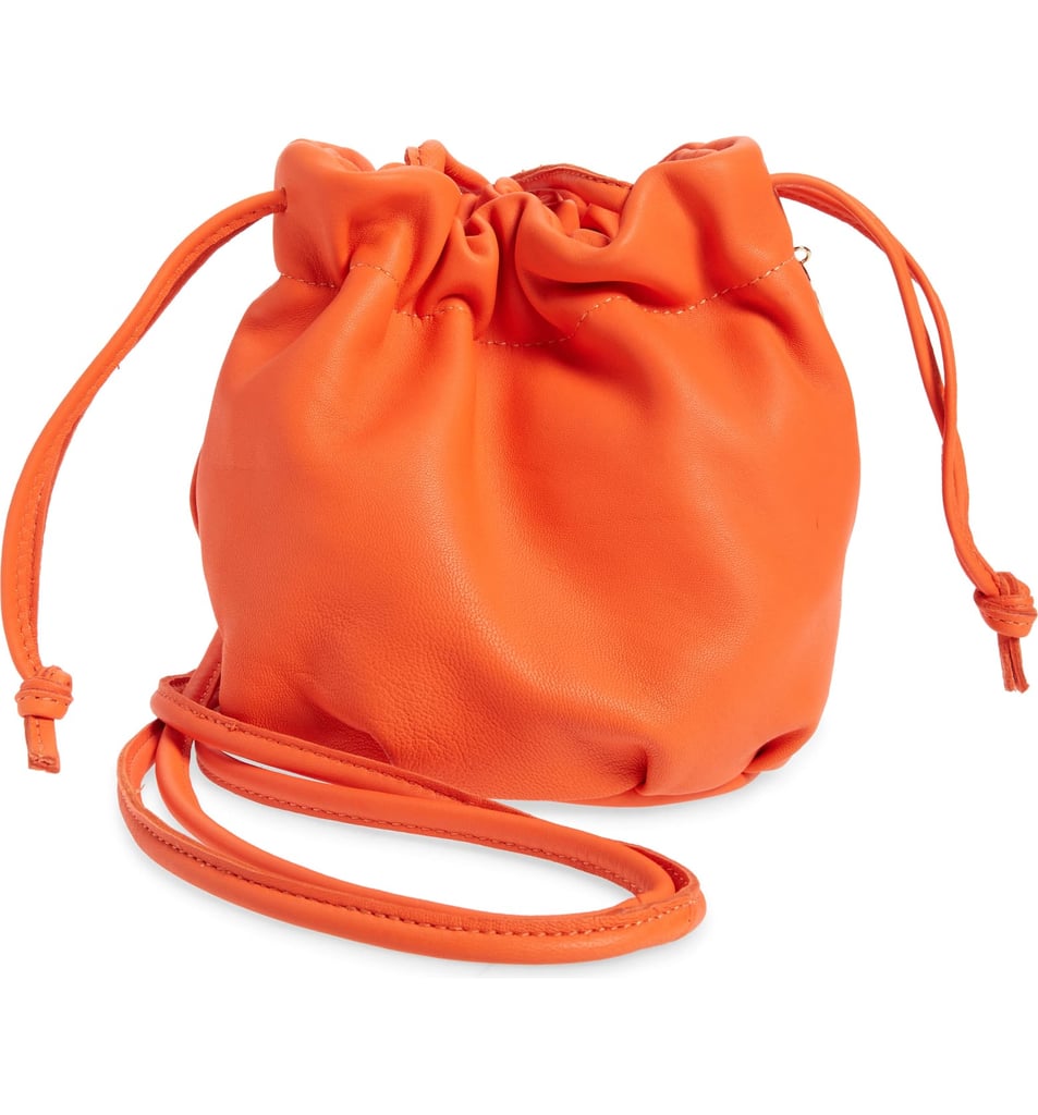 Clare V. Emma Leather Drawstring Bucket Bag