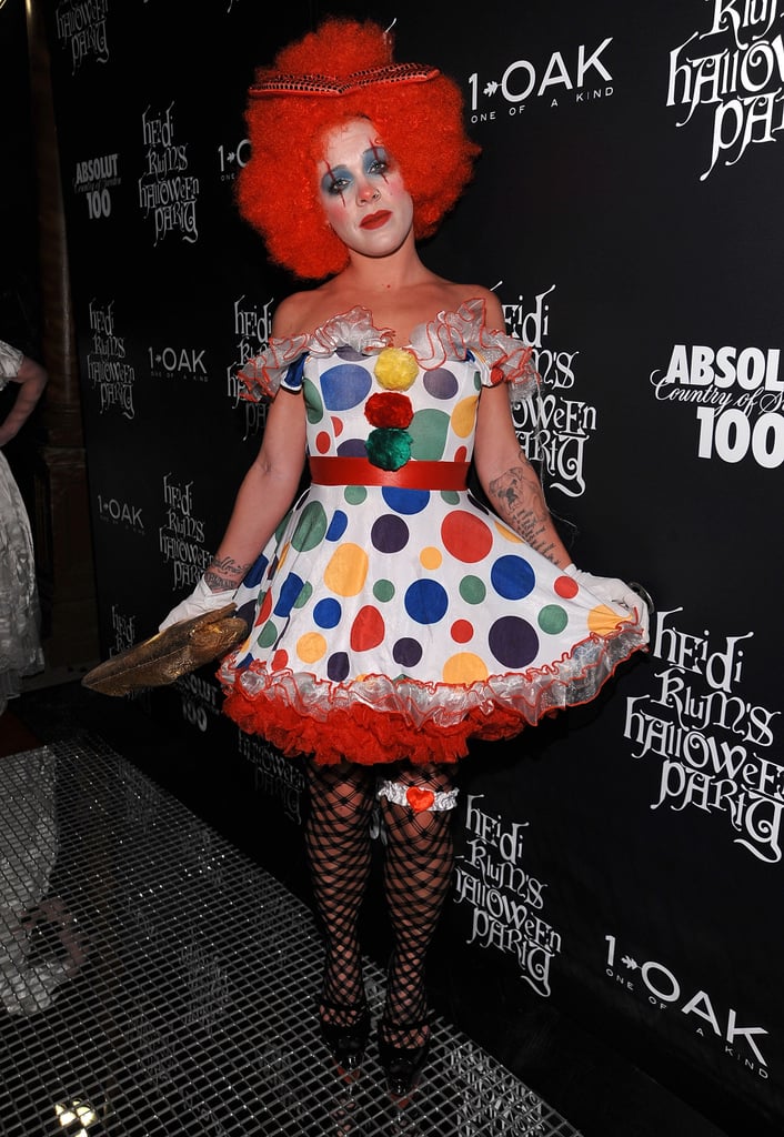 Pink was a girlie clown at a Big Apple Halloween party in 2008.